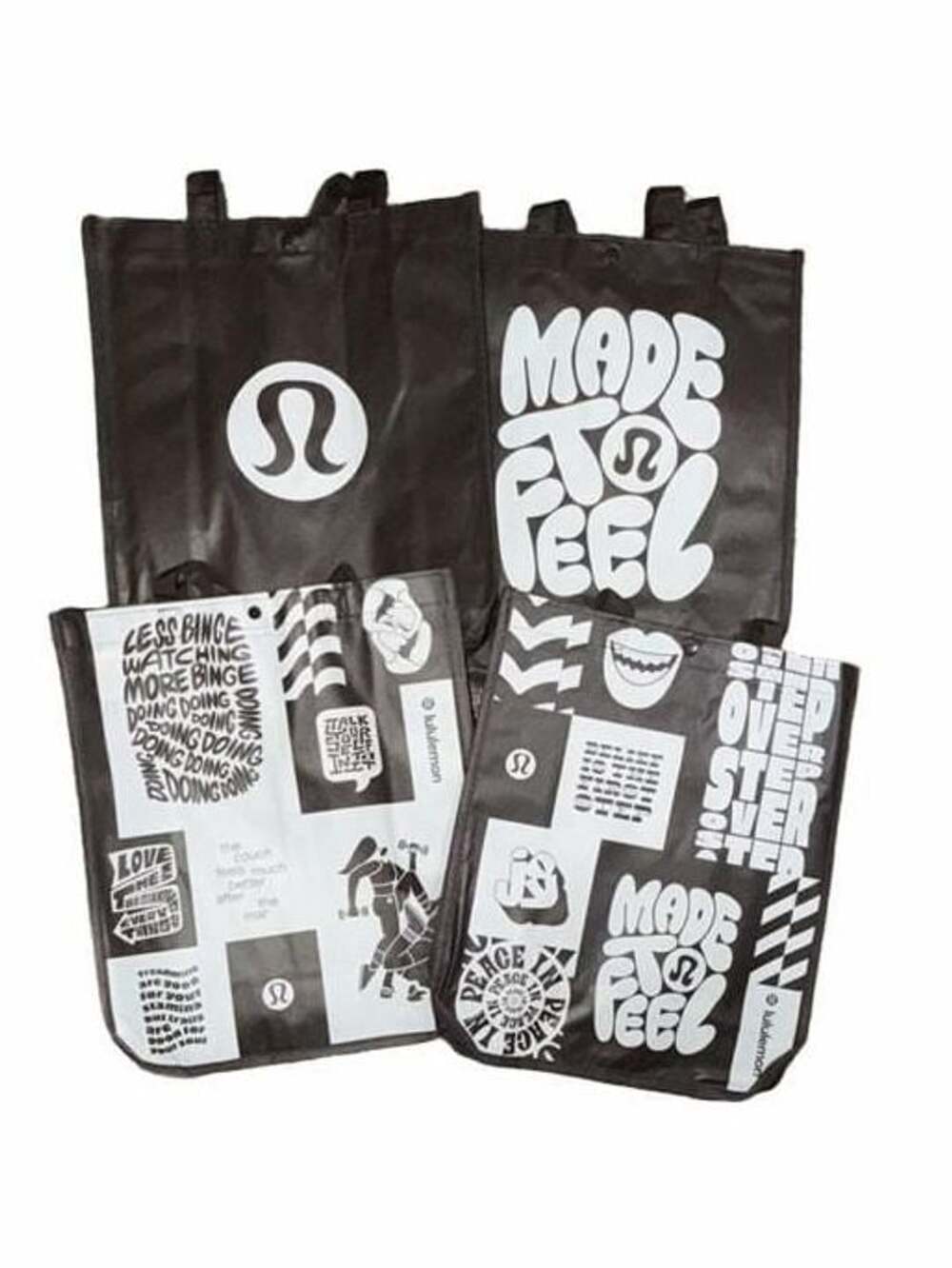 Lululemon Set of 4 Espresso Medium Shopper Reusable Shopping Tote Bag